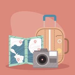 Poster - suitcase and tourism icons