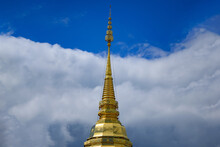 The Tiered Top Of The Golden Pagoda At Wat Prathat Doi Suthep  Chiang Mai, Thailand