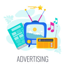 TV, Radio And Newspaper Advertising. Outbound Marketing.