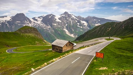 Poster - Grossglockner High Alpine Curvy Road in Austria. Time Lapse Summer Landscape