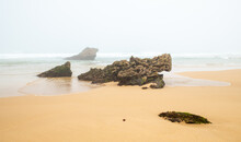 Foggy Ocean Coast Bordeira Beach Algarve Portugal
