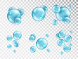 © Hanna_zasimova - Water bubbles set isolated on transparent background. Cosmetic aqua. Realistic blue bubbles with reflection