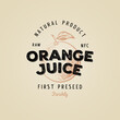 Orange juice retro vintage textured logotype, badge, label. 