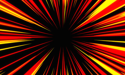 Poster - abstract red yellow light speed zoom on black background technology vector