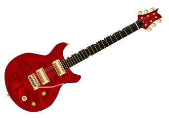 Canvas Print - Red Double Cutaway Guitar