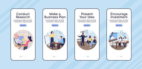 Poster - business project development onboarding mobile app screen flat vector template. walkthrough website 