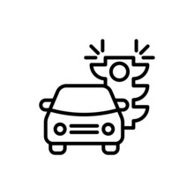 Traffic Offence Thin Line Icon: Car Is Riding On Red Traffic Light. Modern Vector Illustration.