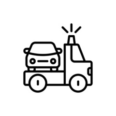 Wall Mural - Tow truck thin line icon. Car service. Vector illustration of wrecker.