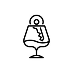 Wall Mural - Drunk driving thin line icon, car key in wineglass with alcohol. Vector illustration.