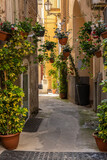 Fototapeta Fototapety z widokami - ukwiecona wąska uliczka w starym miasteczku na południu Włoch