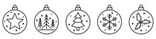 Christmas Ball Icon. Set Of Christmas Balls. Christmas Ball Icons In Flat Linear Design. Vector Illustration.