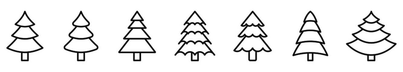 Wall Mural - christmas tree icon. set of linear christmas tree icons on white background. vector illustration