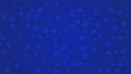 Poster - Christmas, happy new year, Xmas ornaments blue background colored vector wallpaper pattern illustration