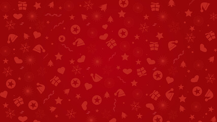 Fototapete - Christmas, happy new year, Xmas ornaments red background colored vector wallpaper pattern illustration
