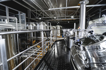 Wall Mural - Craft beer brewing equipment in privat brewery