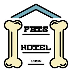 Poster - pets dog hotel logo. outline pets dog hotel vector logo color flat isolated