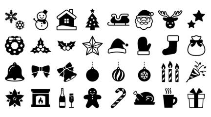 Wall Mural - クリスマスのシルエットアイコンセット　Christmas silhouette icons