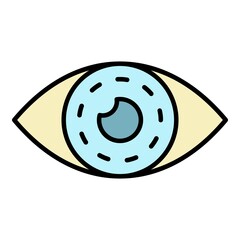Wall Mural - Eye with contact lens icon. Outline eye with contact lens vector icon color flat isolated