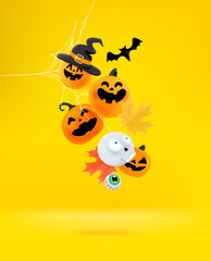 Poster - Halloween illustration with cartoon characters