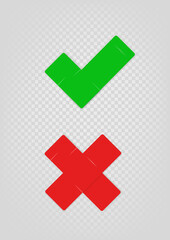Poster - Good and bad check marks vector set isolated on transparent background