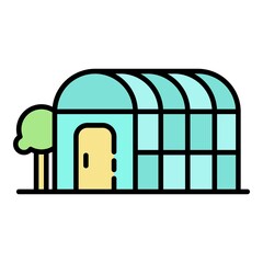Poster - Home greenhouse icon. Outline home greenhouse vector icon color flat isolated