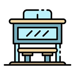 Poster - City bus station icon. Outline city bus station vector icon color flat isolated