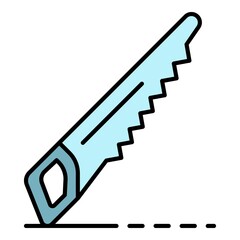 Poster - Hand saw icon. Outline hand saw vector icon color flat isolated