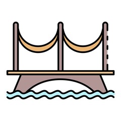 Poster - river bridge icon. outline river bridge vector icon color flat isolated