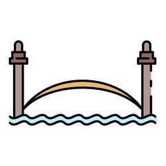 Poster - River city bridge icon. Outline river city bridge vector icon color flat isolated