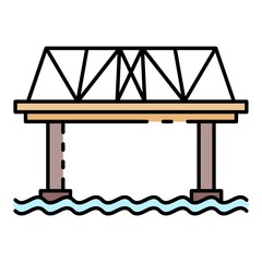 Poster - Railway bridge icon. Outline railway bridge vector icon color flat isolated