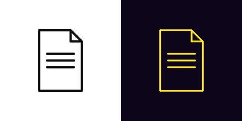 Poster - Outline document icon, with editable stroke. Linear contract sign, doc page pictogram