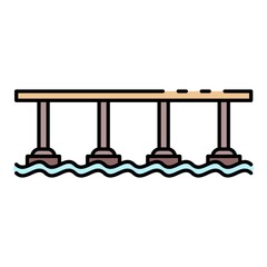 Poster - Pillar bridge icon. Outline pillar bridge vector icon color flat isolated