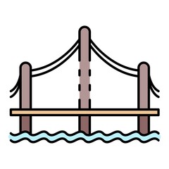 Poster - Urban long bridge icon. Outline urban long bridge vector icon color flat isolated