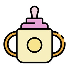 Wall Mural - Sippy cup icon. Outline sippy cup vector icon color flat isolated