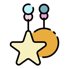 Sticker - Star crib toy icon. Outline star crib toy vector icon color flat isolated