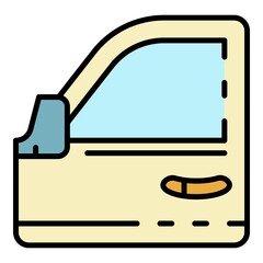Poster - Car door icon. Outline car door vector icon color flat isolated