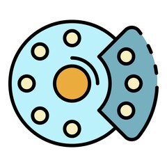 Poster - Car brake disc icon. Outline car brake disc vector icon color flat isolated