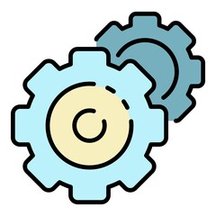 Wall Mural - Cog wheel gear icon. Outline cog wheel gear vector icon color flat isolated