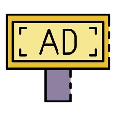 Poster - Billboard ad icon. Outline billboard ad vector icon color flat isolated