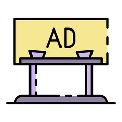 Poster - Ad city billboard icon. Outline ad city billboard vector icon color flat isolated