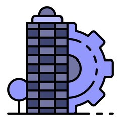 Poster - city architectural building icon. outline city architectural building vector icon color flat isolate