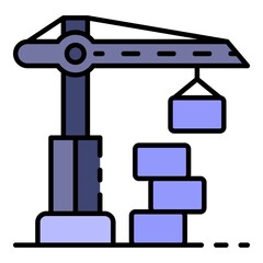 Poster - construction home crane icon. outline construction home crane vector icon color flat isolated
