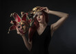 Beautiful woman with carnival masks.