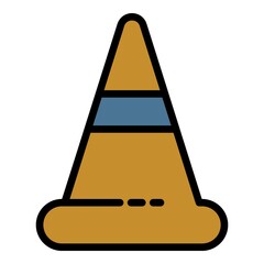 Canvas Print - Road cone icon. Outline road cone vector icon color flat isolated