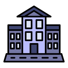 Poster - School building icon. Outline school building vector icon color flat isolated