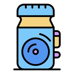 Poster - Portable dictaphone icon. Outline portable dictaphone vector icon color flat isolated