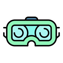 Poster - Smartphone vr goggles icon. Outline smartphone vr goggles vector icon color flat isolated
