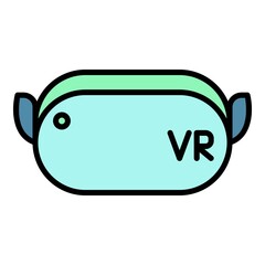 Poster - Vr goggles equipment icon. Outline vr goggles equipment vector icon color flat isolated