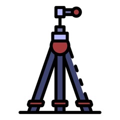 Poster - Camera tripod icon. Outline camera tripod vector icon color flat isolated