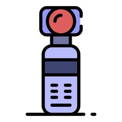Poster - Hand action camera icon. Outline hand action camera vector icon color flat isolated